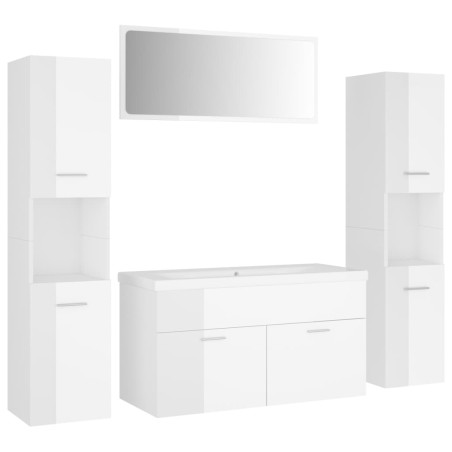 vidaXL Juego de muebles de baño madera de ingeniería blanco brillo