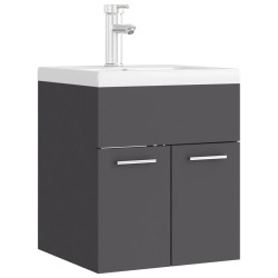 vidaXL Mueble con lavabo madera de ingeniería gris
