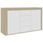 vidaXL Aparador madera contrachapada blanco y roble Sonoma 120x36x69cm vidaXL Aparador madera contrachapada blanco y roble Sonoma 120x36x69cm