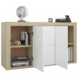 vidaXL Aparador madera contrachapada blanco y roble Sonoma 120x36x69cm vidaXL Aparador madera contrachapada blanco y roble Sonoma 120x36x69cm