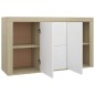 vidaXL Aparador madera contrachapada blanco y roble Sonoma 120x36x69cm vidaXL Aparador madera contrachapada blanco y roble Sonoma 120x36x69cm