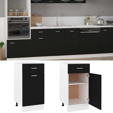 vidaXL Armario bajo cajón cocina madera ingeniería negro 40x46x81,5cm