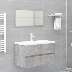 vidaXL Set muebles de baño 2 piezas madera contrachapada gris hormigón