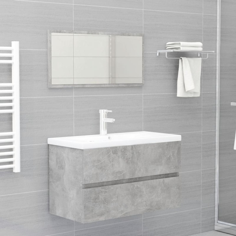 vidaXL Set muebles de baño 2 piezas madera contrachapada gris hormigón vidaXL Set muebles de baño 2 piezas madera contrachapada gris hormigón