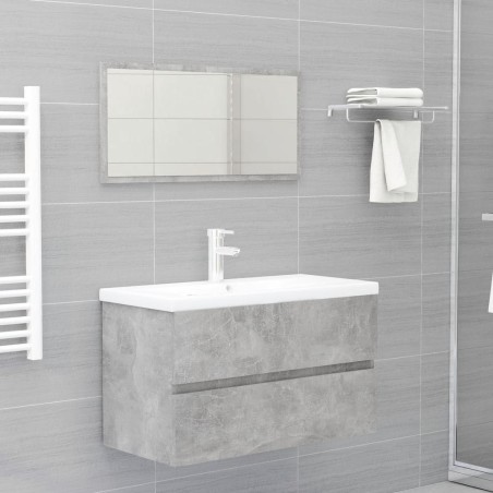 vidaXL Set muebles de baño 2 piezas madera contrachapada gris hormigón