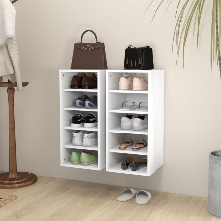 vidaXL Muebles zapateros 2 uds contrachapada blanco 31,5x35x70 cm