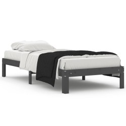 vidaXL Estructura de cama madera maciza de pino gris 90x200 cm