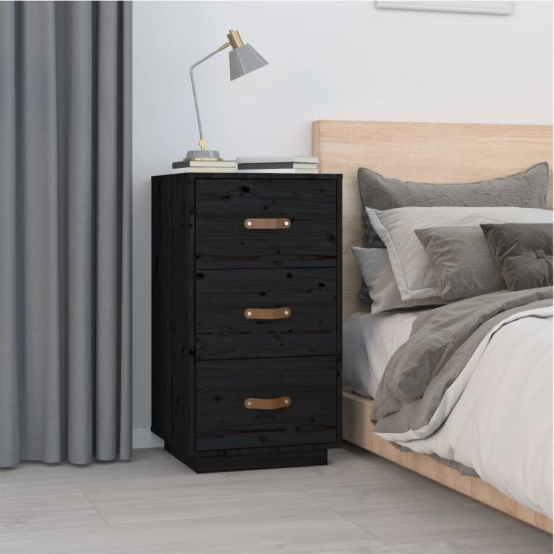 vidaXL Mesita de noche madera maciza de pino negro 40x40x75 cm vidaXL Mesita de noche madera maciza de pino negro 40x40x75 cm