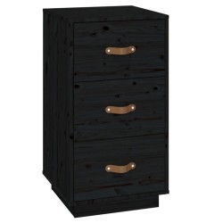 vidaXL Mesita de noche madera maciza de pino negro 40x40x75 cm