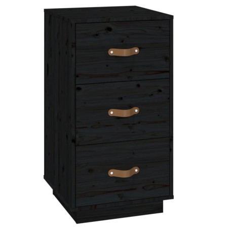 vidaXL Mesita de noche madera maciza de pino negro 40x40x75 cm