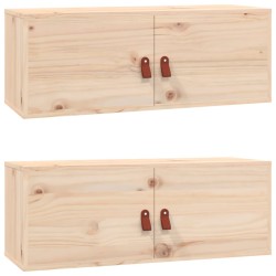 vidaXL Armarios de pared 2 uds madera maciza de pino 80x30x30 cm