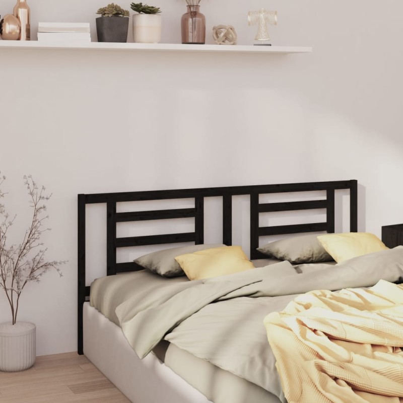 vidaXL Cabecero de cama madera maciza de pino negro 186x4x100 cm vidaXL Cabecero de cama madera maciza de pino negro 186x4x100 cm
