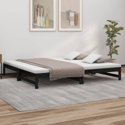 vidaXL Sofá cama extraíble madera maciza de pino negro 2x(100x200) cm