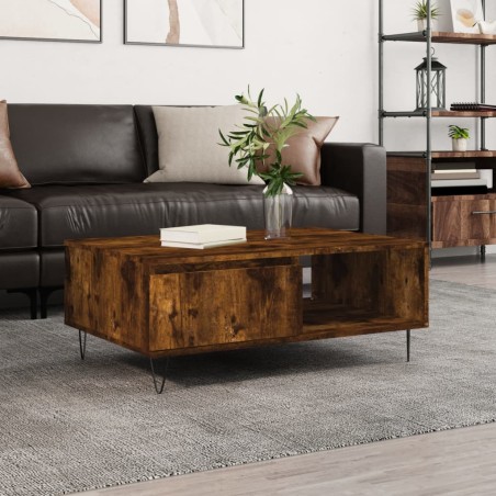 vidaXL Mesa de centro madera de ingeniería roble ahumado 90x60x35 cm