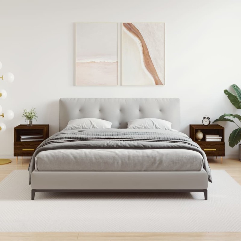 vidaXL Mesita noche 2 uds madera ingeniería marrón roble 40x35x47,5 cm vidaXL Mesita noche 2 uds madera ingeniería marrón roble 40x35x47,5 cm