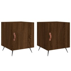 vidaXL Mesitas noche 2 uds madera ingeniería marrón roble 40x40x50 cm