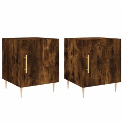 vidaXL Mesitas noche 2 uds madera ingeniería roble ahumado 40x40x50 cm