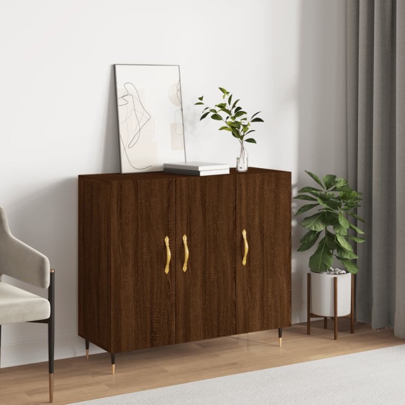 vidaXL Aparador de madera de ingeniería marrón roble 90x34x80 cm vidaXL Aparador de madera de ingeniería marrón roble 90x34x80 cm