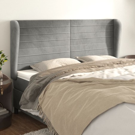 vidaXL Cabecero con orejas de terciopelo gris claro 183x23x118/128 cm