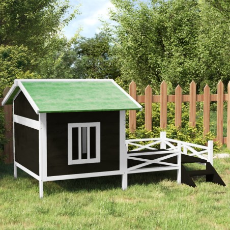 vidaXL Caseta para perros madera maciza de pino gris 159x120x88,5 cm