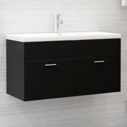 vidaXL Mueble con lavabo madera de ingeniería negro