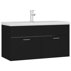 vidaXL Mueble con lavabo madera de ingeniería negro