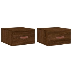 vidaXL Mesitas de noche de pared 2 uds color roble marrón 35x35x20 cm