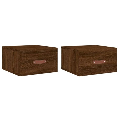 vidaXL Mesitas de noche de pared 2 uds color roble marrón 35x35x20 cm