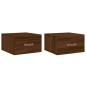 vidaXL Mesitas de noche de pared 2 uds color roble marrón 35x35x20 cm