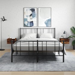 vidaXL Mesitas de noche de pared 2 uds color roble ahumado 35x35x20 cm