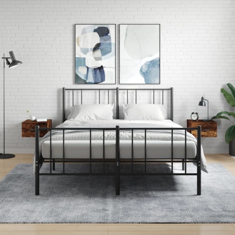 vidaXL Mesitas de noche de pared 2 uds color roble ahumado 35x35x20 cm