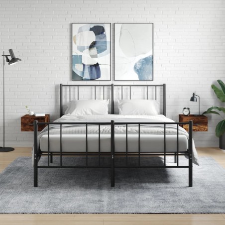 vidaXL Mesitas de noche de pared 2 uds color roble ahumado 35x35x20 cm