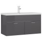 vidaXL Mueble con lavabo madera de ingeniería gris brillante vidaXL Mueble con lavabo madera de ingeniería gris brillante