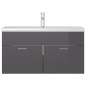 vidaXL Mueble con lavabo madera de ingeniería gris brillante vidaXL Mueble con lavabo madera de ingeniería gris brillante