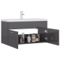 vidaXL Mueble con lavabo madera de ingeniería gris brillante vidaXL Mueble con lavabo madera de ingeniería gris brillante