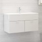 vidaXL Mueble con lavabo madera de ingeniería blanco brillante vidaXL Mueble con lavabo madera de ingeniería blanco brillante
