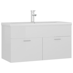 vidaXL Mueble con lavabo madera de ingeniería blanco brillante