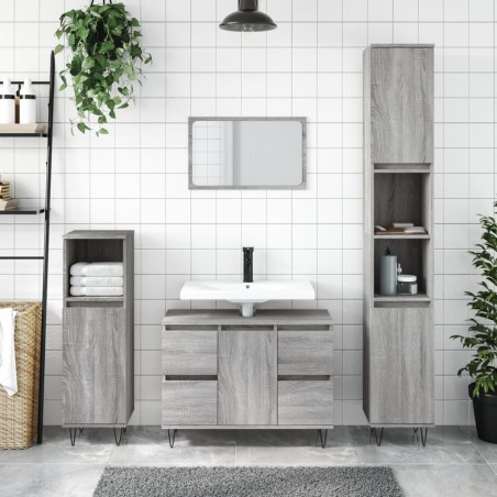 vidaXL Mueble de baño madera de ingeniería gris Sonoma 80x33x60 cm