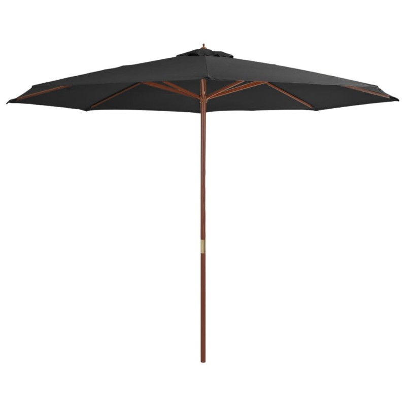 vidaXL Sombrilla de jardín con palo de madera 350 cm gris antracita vidaXL Sombrilla de jardín con palo de madera 350 cm gris antracita