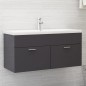 vidaXL Mueble con lavabo madera de ingeniería gris brillante vidaXL Mueble con lavabo madera de ingeniería gris brillante