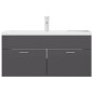 vidaXL Mueble con lavabo madera de ingeniería gris brillante vidaXL Mueble con lavabo madera de ingeniería gris brillante