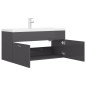 vidaXL Mueble con lavabo madera de ingeniería gris brillante vidaXL Mueble con lavabo madera de ingeniería gris brillante