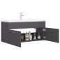 vidaXL Mueble con lavabo madera de ingeniería gris brillante vidaXL Mueble con lavabo madera de ingeniería gris brillante