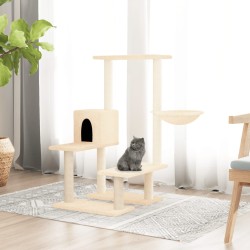 vidaXL Rascador para gatos con postes de sisal color crema 94,5 cm