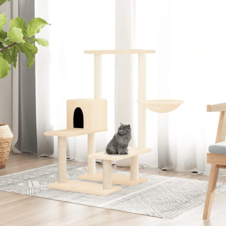 vidaXL Rascador para gatos con postes de sisal color crema 94,5 cm
