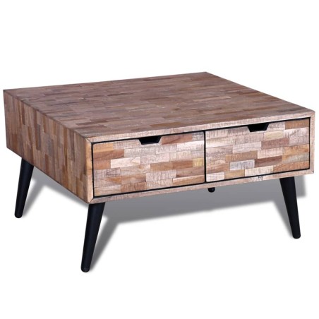 vidaXL Mesa de centro con 4 cajones de madera de teca reciclada 