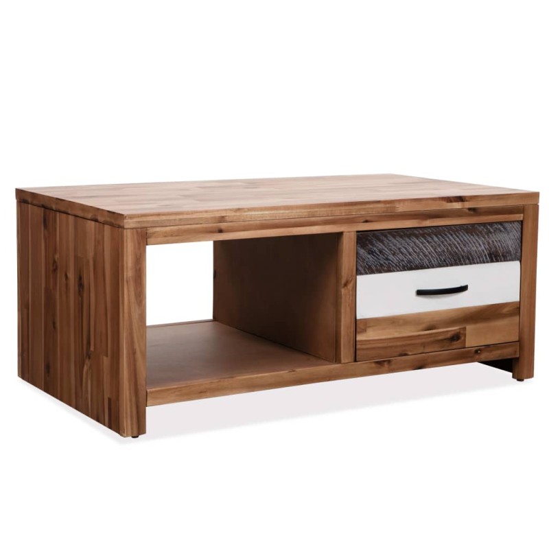 vidaXL Mesa de centro de madera maciza de acacia 90x50x37,5 cm