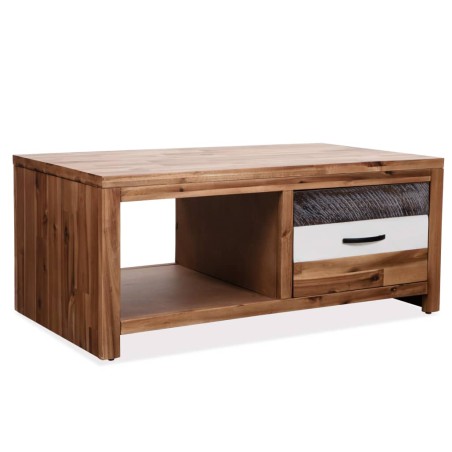 vidaXL Mesa de centro de madera maciza de acacia 90x50x37,5 cm