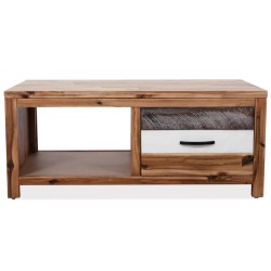 vidaXL Mesa de centro de madera maciza de acacia 90x50x37,5 cm