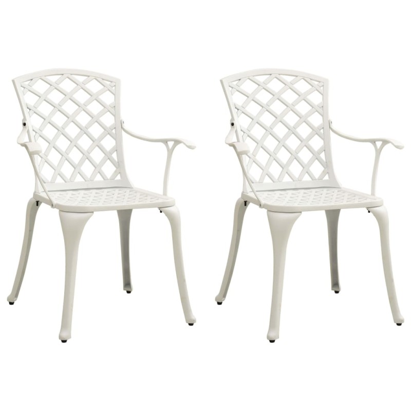 vidaXL Sillas de jardín 2 unidades aluminio fundido blanco vidaXL Sillas de jardín 2 unidades aluminio fundido blanco